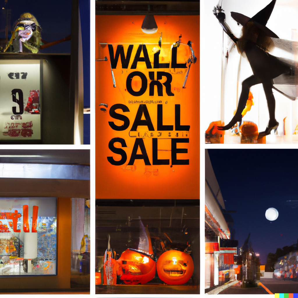 Collage of successful Halloween ambient advertising campaigns from different brands